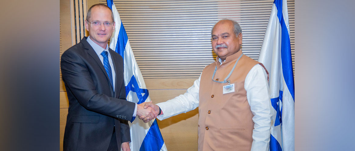  Hon'ble Union Agriculture & Farmers Welfare Minister Shri Narendra Singh Tomar met Minister of Agriculture and Rural development in Israel Oded Forer.
