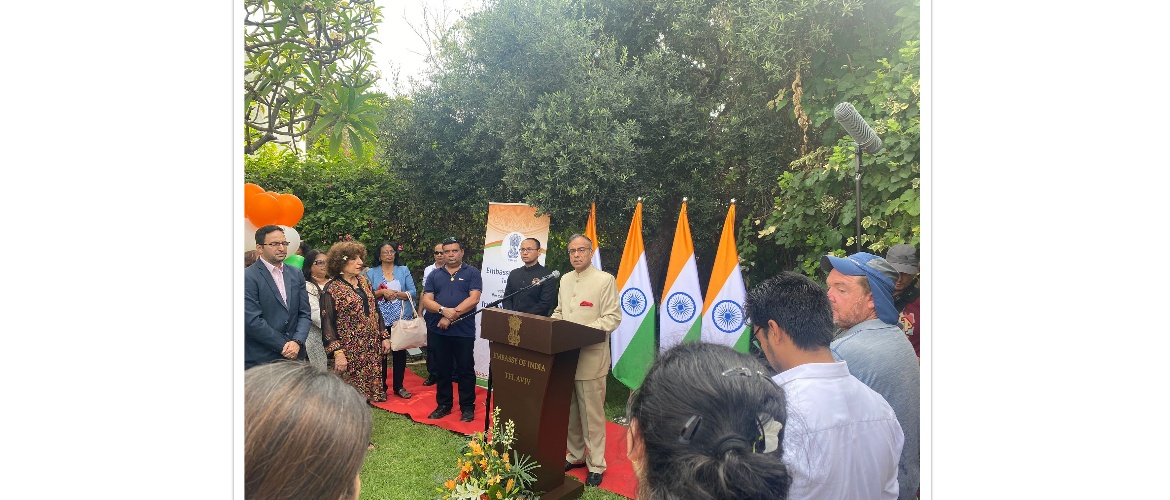  On the occasion of the 77th Independence Day of India, Ambassador Sanjeev Singla hoisted the National Flag and read out the President's message to the Indian community and friends of India
