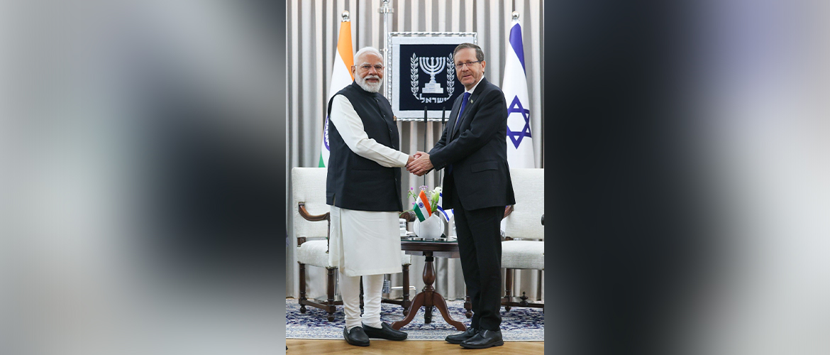 Hon’ble Prime Minister Shri Narendra Modi met Israeli President H.E. Mr. Isaac Herzog in Jerusalem