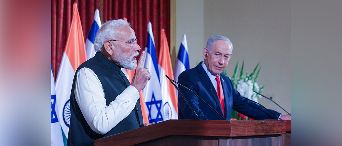 Hon’ble Prime Minister Shri Narendra Modi and Israeli Prime Minister Mr. Benjamin Netanyahu jointly presented the Press statements
