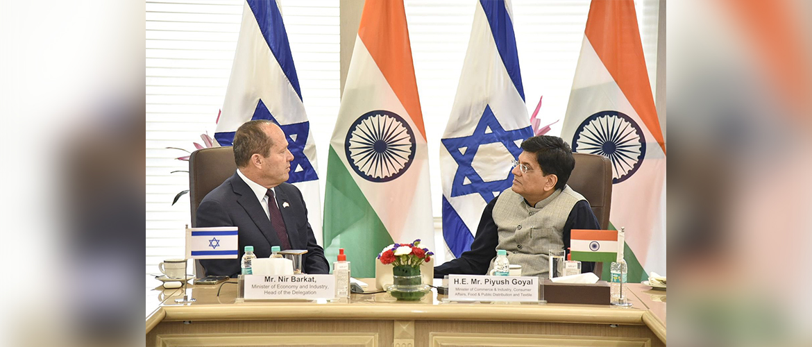  Israel's Minister of Economy and Industry Nir Barkat met the India's Minister of Commerce and Industry Shri Piyush Goyal during his visit to India from Apr 16-20, 2023.
