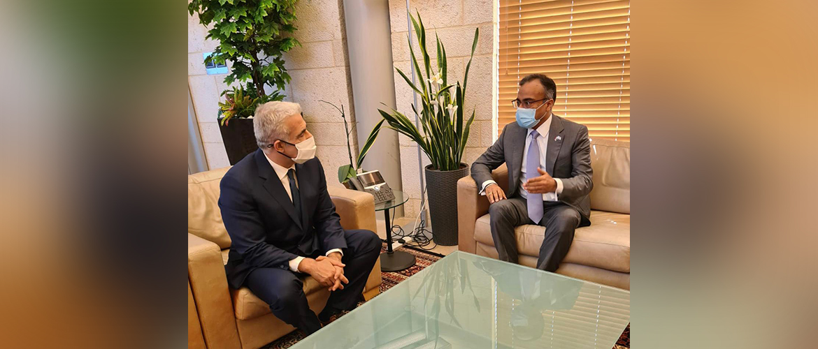  Ambassador Sanjeev Singla called on Alternate PM and Foreign Minister Yair Lapid to discuss further strengthening of the strategic partnership between the two countries.